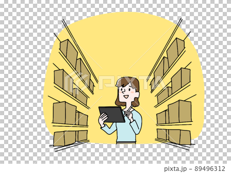 一個管理庫存的女人 一個用 IT 解決方案控制物流的溫暖手寫的人 89496312