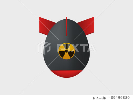 Falling nuclear bomb. Radioactive weapon with yellow radiation contamination 89496880