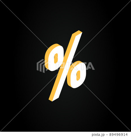 Isolated Percentage Icon. Yellow and White 3D Element. Percent sign. 89496914