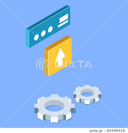 Button Set. Gear Wheels. Instruments Illustration 89496928