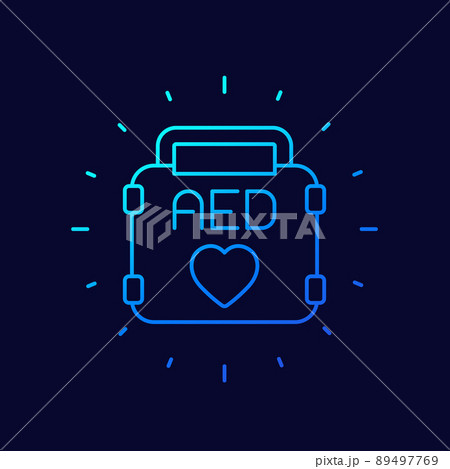 AED, automated external defibrillator line icon AED, automated external defibrillator line icon 89497769
