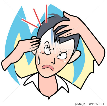 髪の悩みをうったえる男性-M字禿げ 89497891