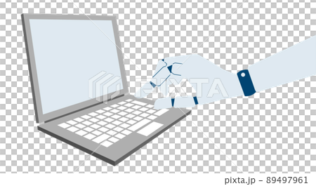 RPA, PC and robot hands, image illustrations of robots doing work, vectors 89497961