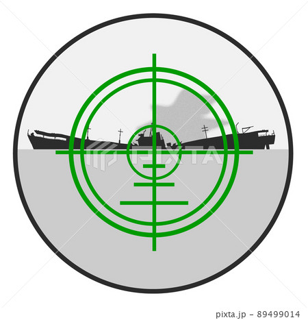 戦争で戦艦を撃沈したイラスト 89499014