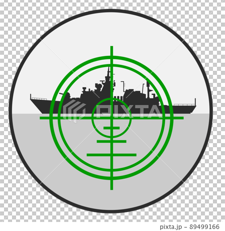 戦争で軍用艦に狙いを定める照準イラスト 89499166