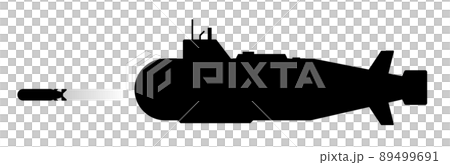 戦争で潜水艦からミサイルを発射するイラスト 89499691