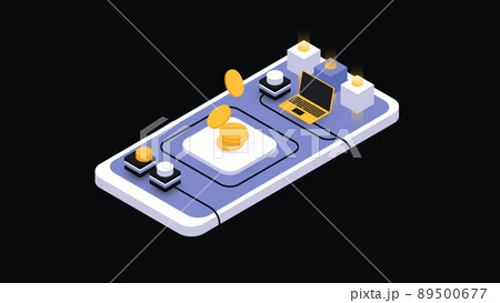 Digital Money Illustration. Isometric Blockchain Digital Money Illustration. Isometric Blockchain 89500677