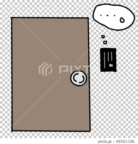 Illustration of the front door of an absent house 89501186