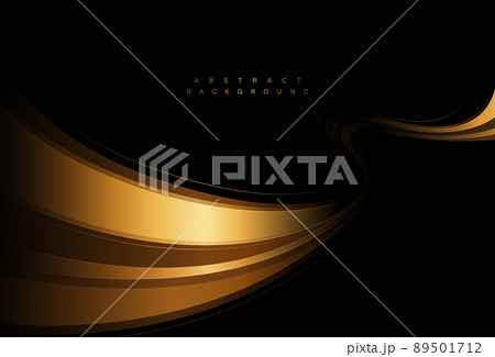 Abstract shiny golden wave on black background. Motion golden wave. Modern luxury gold metal wavy graphic design element. Luxury and elegant style. Vector illustration 89501712
