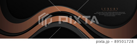 Abstract gold wave overlap layers on dark background and shadow decoration. Modern luxury banner template design with space for text. Realistic dimension shape vector. Vector illustration Abstract gold wave overlap layers on dark background and shadow decoration. Modern luxury banner template design with space for text. Realistic dimension shape vector. Vector illustration 89501728