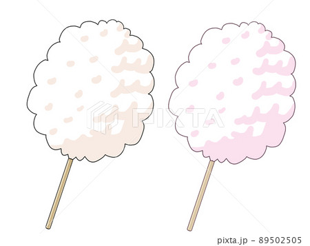 薄い黄色と薄ピンク色のわたあめのイラストのイラスト素材