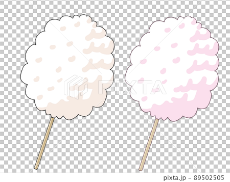 薄い黄色と薄ピンク色のわたあめのイラスト 89502505