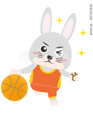 2023年 年賀状デザイン 卯年 うさぎ スポーツ バスケットボール バスケ