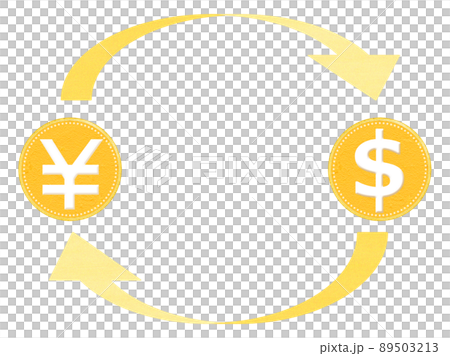 外貨両替や為替をイメージした円とドルの交換イラスト 外貨両替や為替をイメージした円とドルの交換イラスト 89503213
