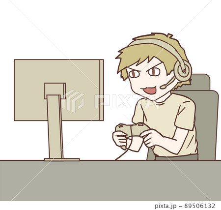 男性ゲーム実況者のイラスト素材