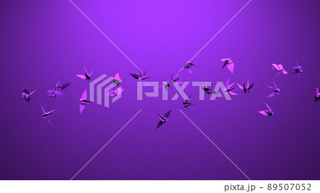 Purple origami crane on purple background.のイラスト素材 [89507052