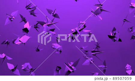 Purple origami crane on purple background.のイラスト素材 [89507059