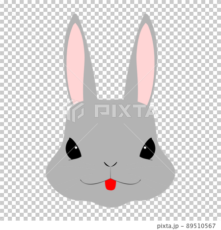 舌を出したウサギの顔のアップ イラスト素材 舌を出したウサギの顔のアップ イラスト素材 89510567