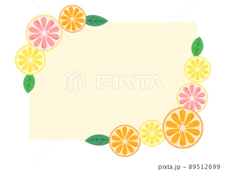 柑橘系の果物をあしらったカラー背景フレーム(オレンジ、レモン、ピンクグレープフルーツ) 柑橘系の果物をあしらったカラー背景フレーム(オレンジ、レモン、ピンクグレープフルーツ) 89512699
