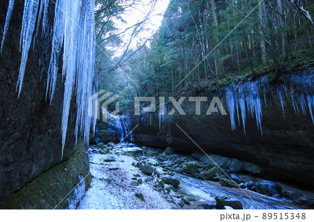 愛媛県東温市　冬の滑川渓谷　奥の滝 89515348