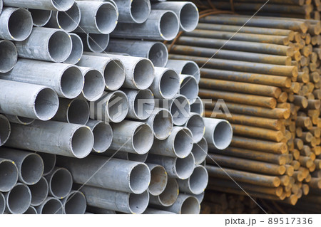 Metal profiles of different kinds are located in the metal products warehouse Metal profiles of different kinds are located in the metal products warehouse 89517336