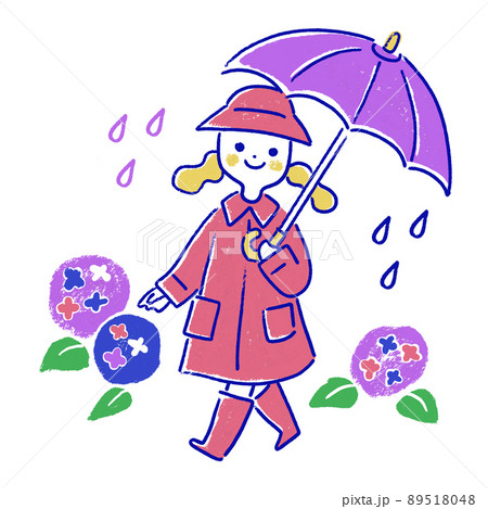 傘をさす女の子 女子のイラストのイラスト素材