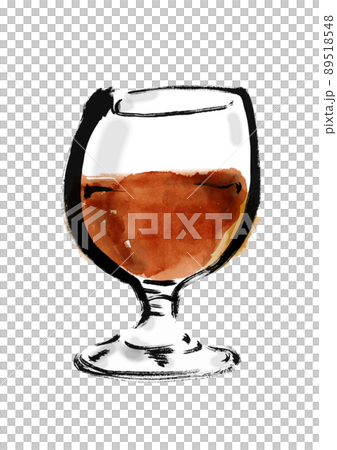 Hand-painted Japanese-style illustration of brandy in a glass 89518548