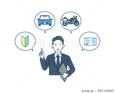 教習所　教官　自動車　説明　話す　教える　男性 89518965