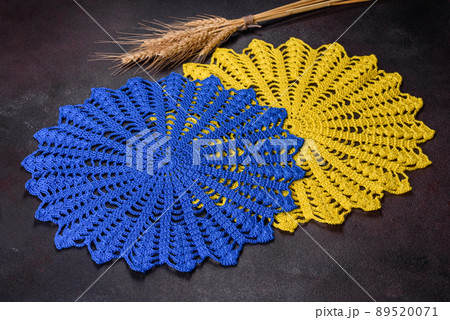 A few things tied from strings with your own hands in the colors of the flag of Ukraine A few things tied from strings with your own hands in the colors of the flag of Ukraine 89520071