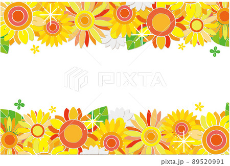 ひまわりの花 フレーム 背景素材 上下 ライン 89520991