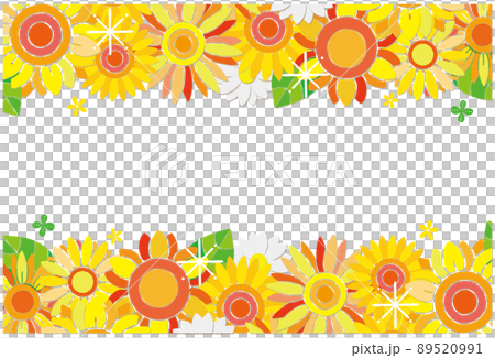 ひまわりの花 フレーム 背景素材 上下 ライン 89520991