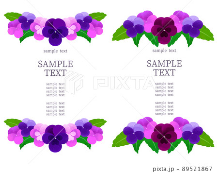 パンジーとビオラのイラストフレームのイラスト素材