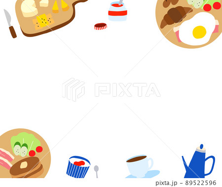 朝食モチーフのフレーム背景イラスト カラー のイラスト素材