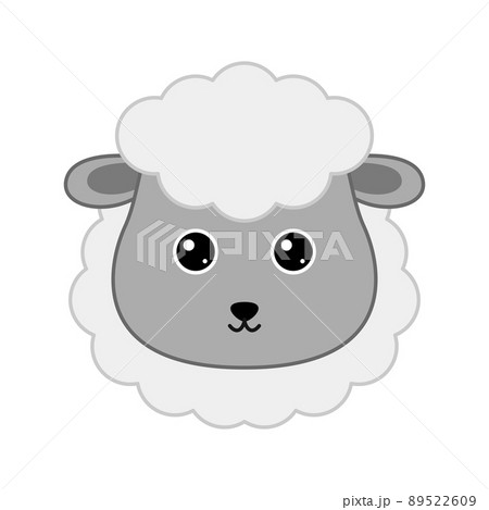 Cute Sheep face isolated on white background - Stock Illustration  [89522609] - PIXTA
