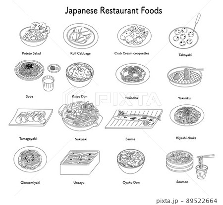 Japanese Restaurant Foods Icon Set 89522664