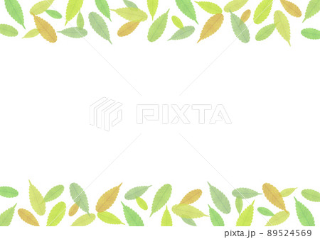 葉っぱ 木の葉 植物 樹木 手書き 水彩風 イラスト 背景素材2 4aのイラスト素材