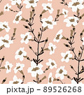 Beautiful seamless pattern for decorative design. Abstract white flowers illustration. Nature trendy design. Colorful texture background. Birthday greeting design 89526268
