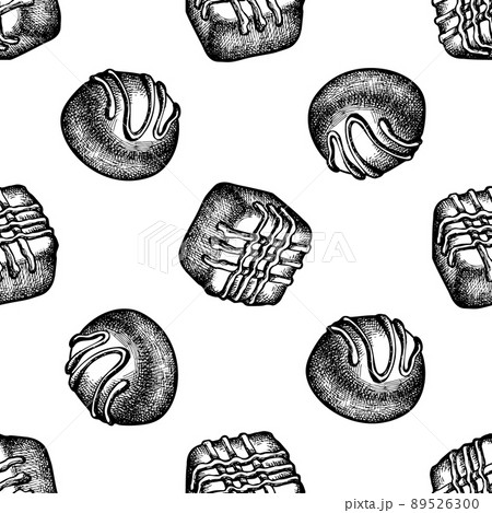 Seamless pattern with black and white chocolate candies 89526300
