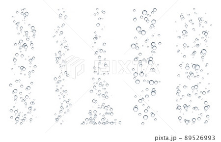 Fizz underwater bubbles, soda, water or oxygen air dynamic aqua effervescent rising up. Vector fizzing champagne, lemonade, carbonated beverage drink design elements, isolated realistic gas bubbles Fizz underwater bubbles, soda, water or oxygen air dynamic aqua effervescent rising up. Vector fizzing champagne, lemonade, carbonated beverage drink design elements, isolated realistic gas bubbles 89526993
