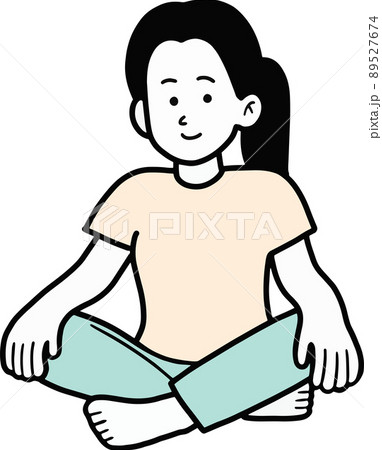 あぐらをかいて座る女性のイラスト素材のイラスト素材 あぐらをかいて座る女性のイラスト素材のイラスト素材