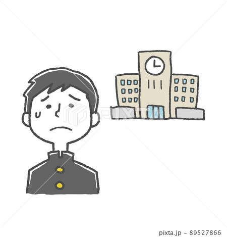 学校に不安を感じる男子学生 学校に不安を感じる男子学生 89527866