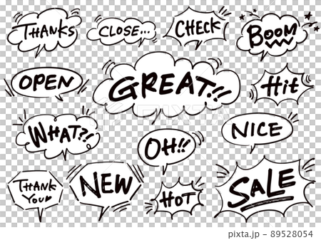 Speech balloons and handwritten message set_monochrome 89528054
