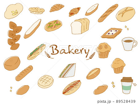 パン　ベーカリー　イラストセット（手描き　ベクター） 89528439