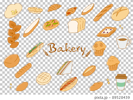 パン　ベーカリー　イラストセット（手描き　ベクター） 89528439