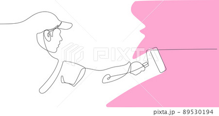 Human hand holds paint brushes with paint can 89530194