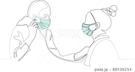 Doctor in medical facemask hold stethoscope 89530254