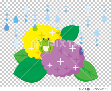 かわいいカエル　紫陽花　ベクターイラスト 89530369