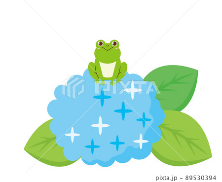 かわいいカエル 紫陽花 ベクターイラスト かわいいカエル 紫陽花 ベクターイラスト 89530394