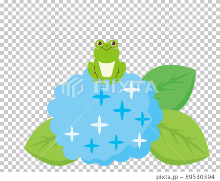 かわいいカエル 紫陽花 ベクターイラスト かわいいカエル 紫陽花 ベクターイラスト 89530394