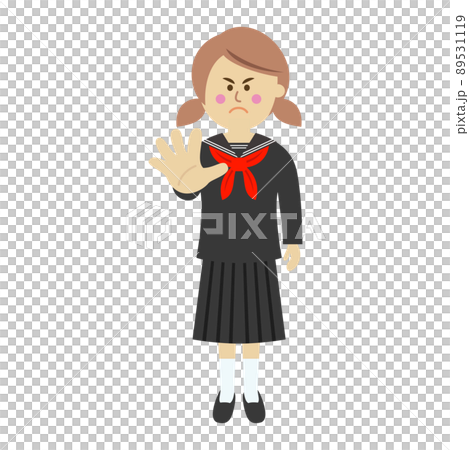 Illustration image of a girl student who refuses Illustration image of a girl student who refuses 89531119